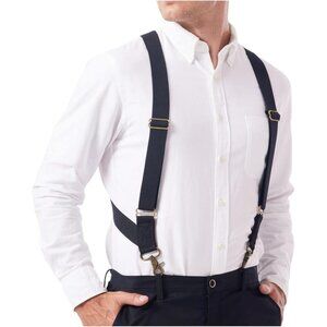 Heavy Duty Suspenders for Men Big Black Tall Comfortable Adjustable Support